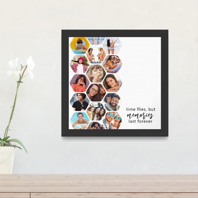 Multi Photo Collage Memories Simple Modern Square Framed Art (Entryway)