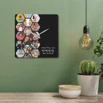 Multi Photo Collage Memories Simple Modern Square  Wall Clock