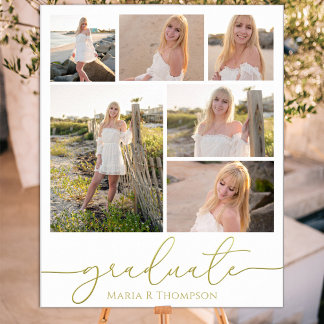Multi Photo Collage Modern Graduation Script Poster