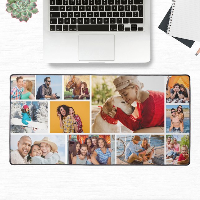 Multi Photo Collage Modern Personalized  Desk Mat (Creator Uploaded)