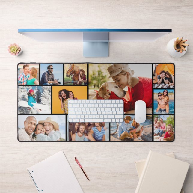Multi Photo Collage Modern Personalized  Desk Mat (Office 1)