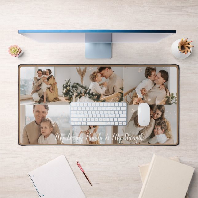 Multi Photo Collage Modern Personalized Family Desk Mat (Office 1)