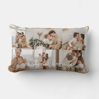 Multi Photo Collage Modern Personalized Family Lumbar Pillow