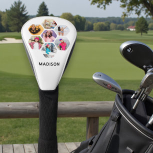Multi Photo Collage Modern Personalized Name Golf Head Cover