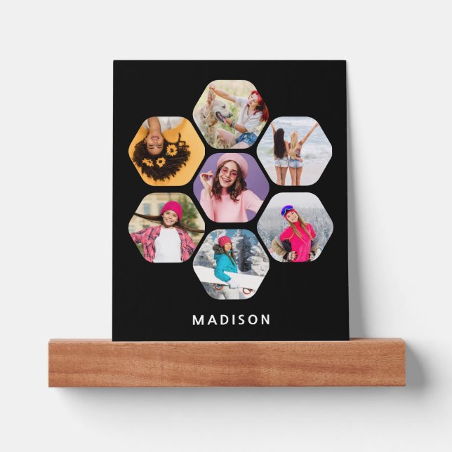 Multi Photo Collage Modern Personalized Name Picture Ledge (Front)