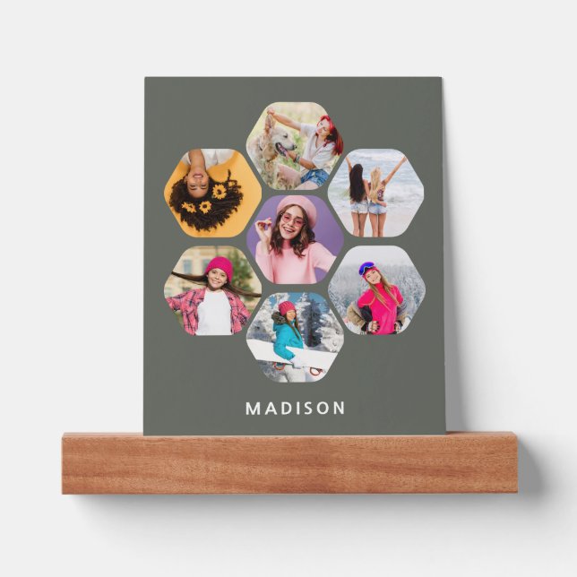 Multi Photo Collage Modern Personalized Name Picture Ledge (Front)