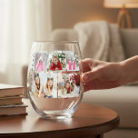 Multi Photo Collage Modern Personalized Name Stemless Wine Glass<br><div class="desc">Multi Photo Collage Modern Personalized Name Stemless Wine Glass features a photo collage of five of your favorite photos. Personalized with your name in modern black script. Perfect for birthday,  Christmas,  baby shower and more. Designed by ©Evco Studio www.zazzle.com/store/evcostudio</div>