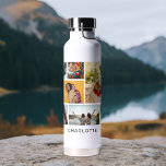 Multi Photo Collage Modern Personalized Name Water Bottle<br><div class="desc">Multi Photo Collage Modern Personalized Name Water Bottle features a photo collage of nine of your favorite photos. Personalized with your name in modern black script. Perfect for birthday, Christmas, Mother's Day, Father's Day, Grandparents, brother, sister, best friend and more. PHOTO TIP: center your photos before uploading to Zazzle. Designed...</div>