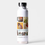 Multi Photo Collage Modern Personalized Name Water Bottle<br><div class="desc">Multi Photo Collage Modern Personalized Name Water Bottle features a photo collage of nine of your favorite photos. Personalized with your name in modern black script. Perfect for birthday, Christmas, Mother's Day, Father's Day, Grandparents, brother, sister, best friend and more. PHOTO TIP: center your photos before uploading to Zazzle. Designed...</div>
