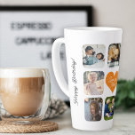 Multi photo collage personalized love you mom latte mug<br><div class="desc">Add 8 photos and create a cute custom collage grid latte mug with a trendy burnt orange heart and chic script for your mom. Easy to personalize with your custom square images, text, and signature. It can be a nice thoughtful keepsake gift for Mother's Day, her birthday, family anniversary, Christmas,...</div>
