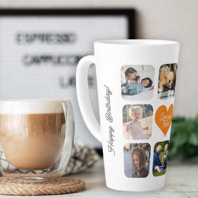 Multi photo collage personalized love you mom latte mug (Creator Uploaded)