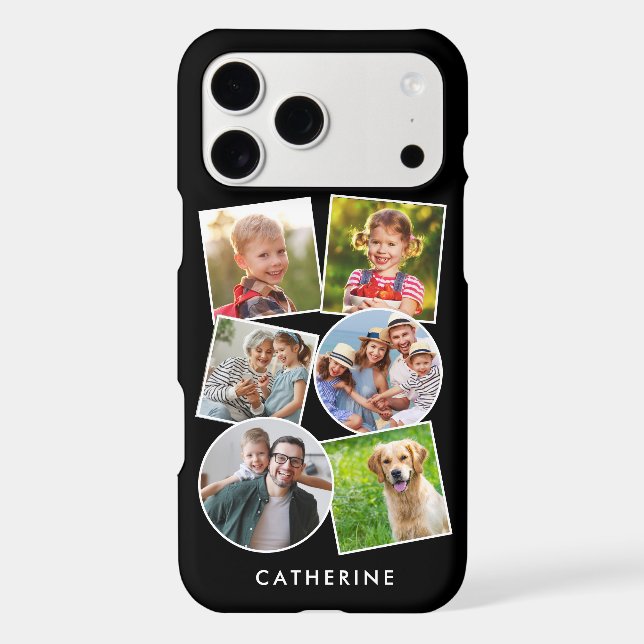 Multi Photo Collage Simple Minimal Black Case-Mate iPhone Case (Back)