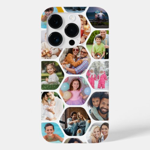 Multi Photo Collage Simple Modern Hexagon Pattern Case_Mate iPhone 14 Pro Case