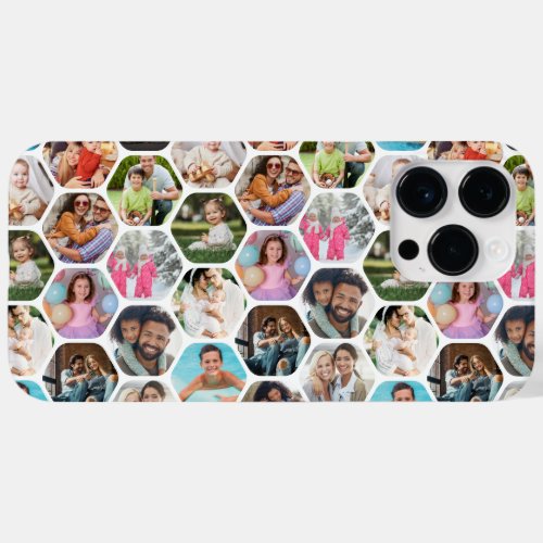 Multi Photo Collage Simple Modern Hexagon Pattern Case_Mate iPhone 14 Pro Max Case