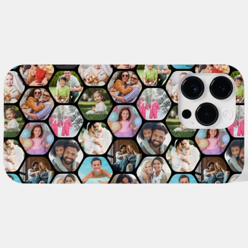 Multi Photo Collage Simple Modern Hexagon Pattern Case_Mate iPhone 14 Pro Max Case