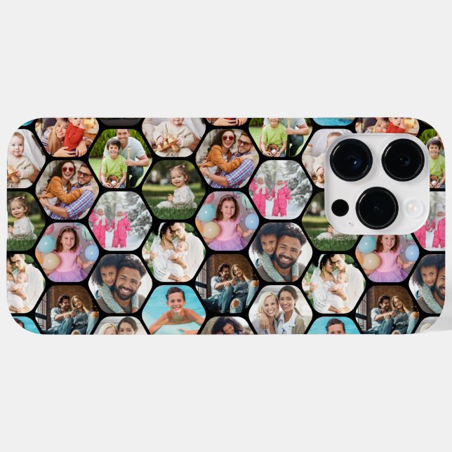 Multi Photo Collage Simple Modern Hexagon Pattern Case-Mate iPhone Case (Back (Horizontal))