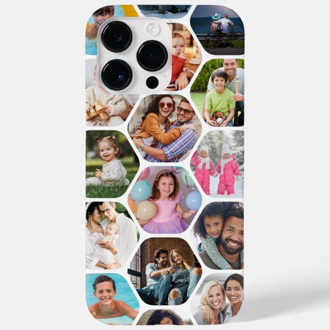 Multi Photo Collage Simple Modern Hexagon Pattern Case-Mate iPhone Case (Back)