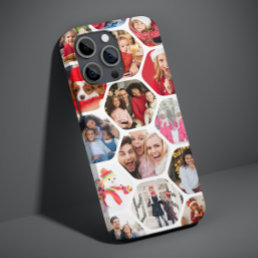 Multi Photo Collage Simple Modern Hexagon Pattern iPhone 13 Pro Max Case