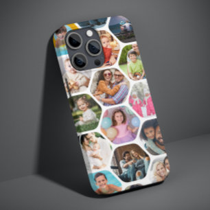 Multi Photo Collage Simple Modern Hexagon Pattern iPhone 13 Pro Max Case