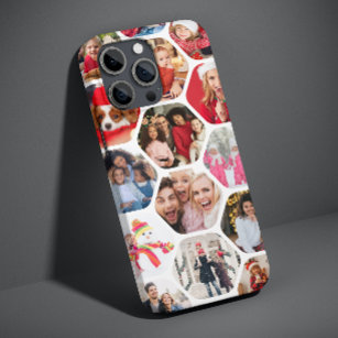 Multi Photo Collage Simple Modern Hexagon Pattern iPhone XR Case