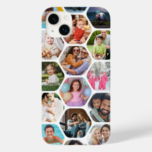 Multi Photo Collage Simple Modern Hexagon Pattern Case-Mate iPhone 14 Plus Case