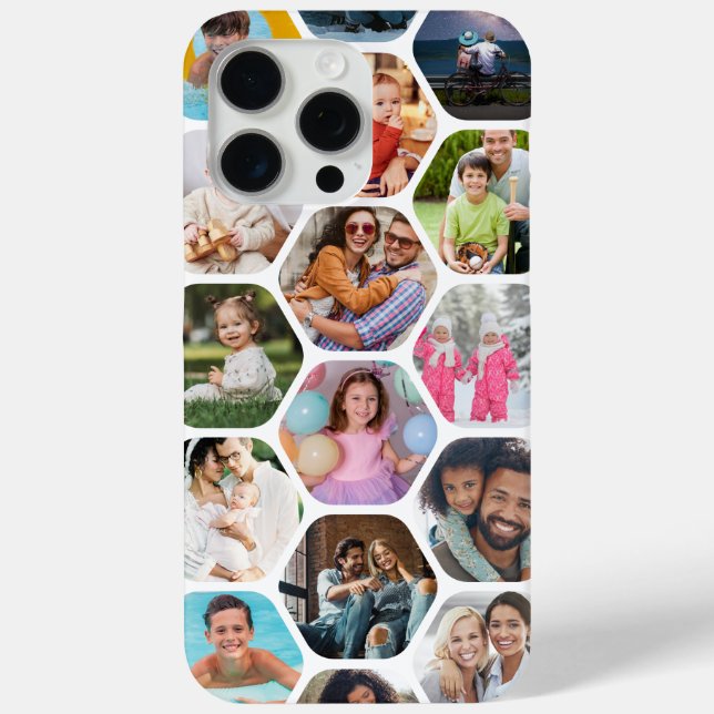 Multi Photo Collage Simple Modern Hexagon Pattern Case-Mate iPhone Case (Back)