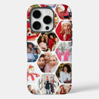 Multi Photo Collage Simple Modern Hexagon Pattern