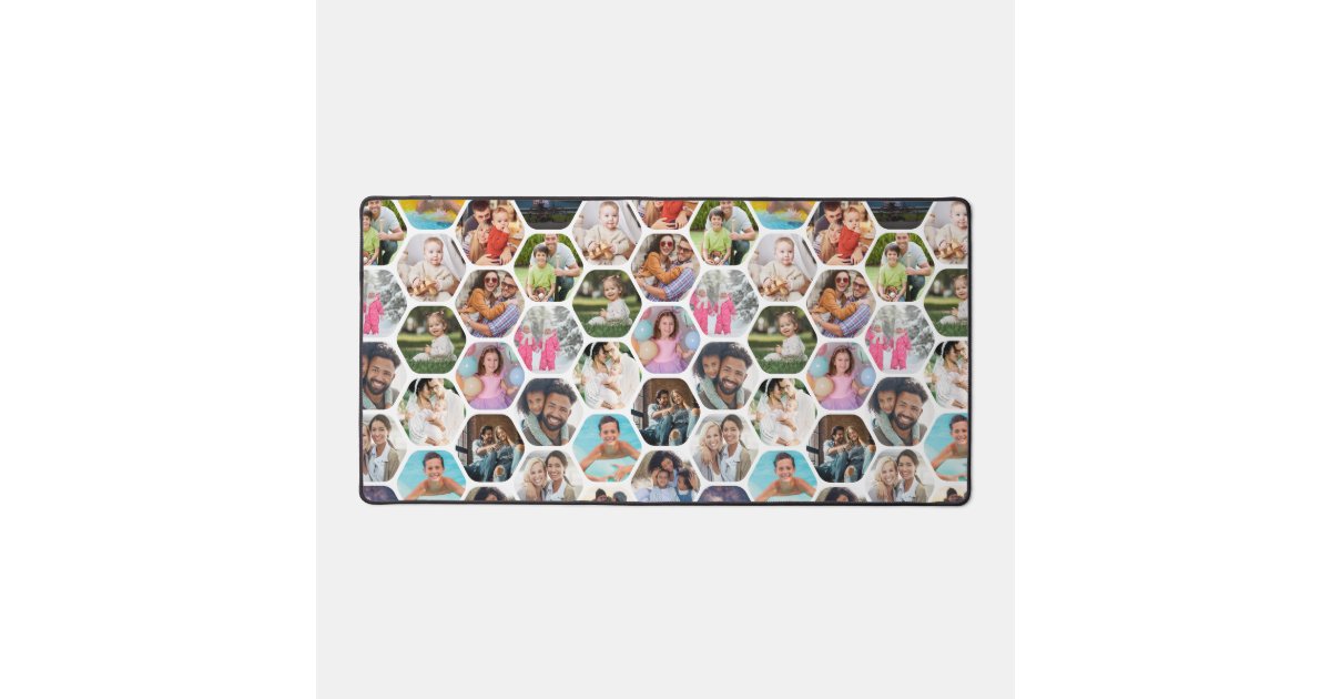 Multi Photo Collage Simple Modern Hexagon Pattern Laptop Sleeve