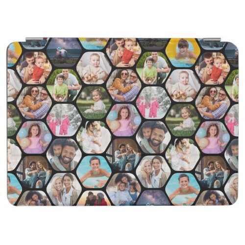 Multi Photo Collage Simple Modern Hexagon Pattern iPad Air Cover