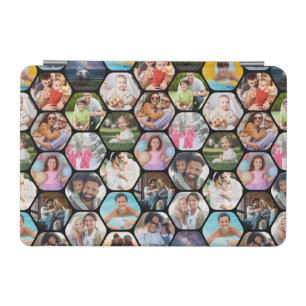 Multi Photo Collage Simple Modern Hexagon Pattern iPad Mini Cover