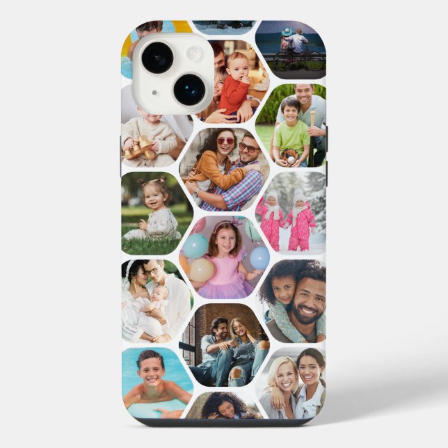 Multi Photo Collage Simple Modern Hexagon Pattern Iphone Case (Back)