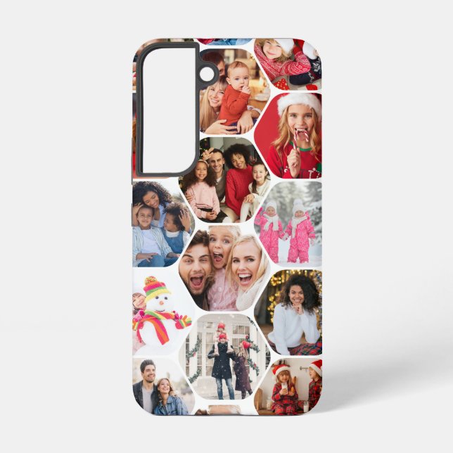 Multi Photo Collage Simple Modern Hexagon Pattern Samsung Galaxy Case (Back)