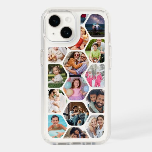 Multi Photo Collage Simple Modern Hexagon Pattern Speck iPhone 14 Case