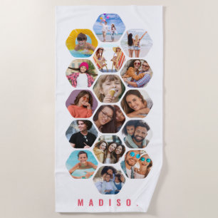 Multi Photo Collage Simple Modern Personalized Beach Towel