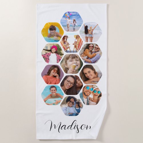 Multi Photo Collage Simple Modern Personalized Beach Towel