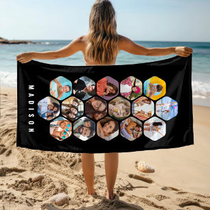 Multi Photo Collage Simple Modern Personalized Beach Towel