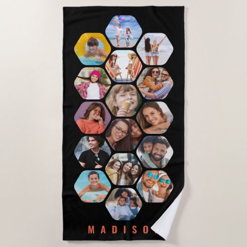 Multi Photo Collage Simple Modern Personalized Beach Towel