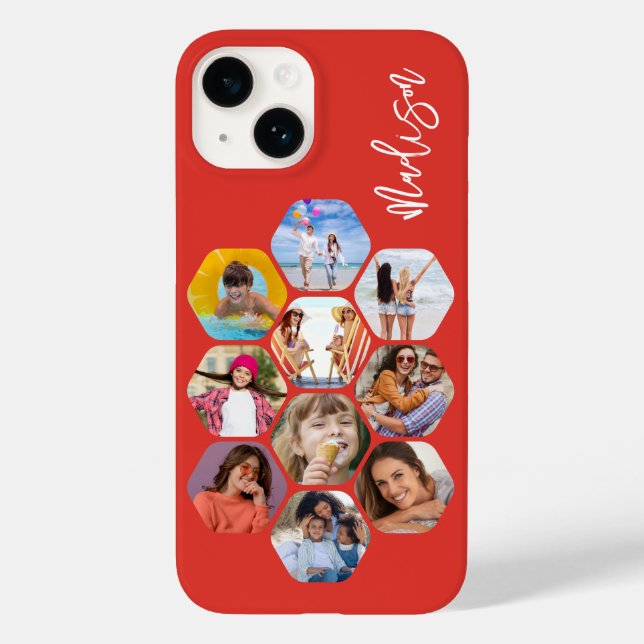 Multi Photo Collage Simple Modern Personalized Case-Mate iPhone Case (Back)