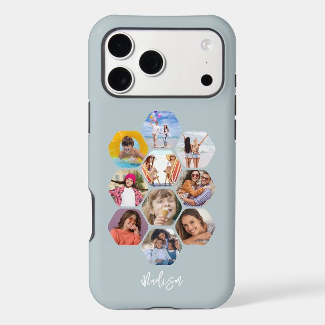 Multi Photo Collage Simple Modern Personalized Case-Mate iPhone Case (Back)