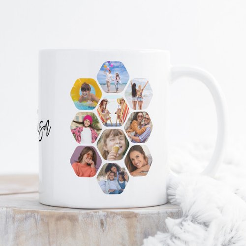 Multi Photo Collage Simple Modern Personalized Giant Coffee Mug