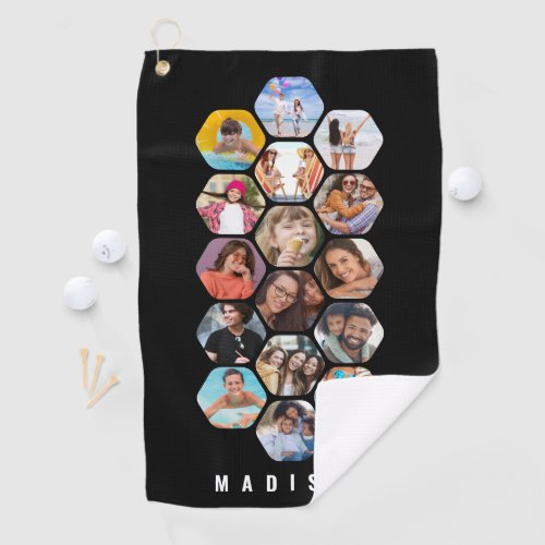 Multi Photo Collage Simple Modern Personalized Golf Towel