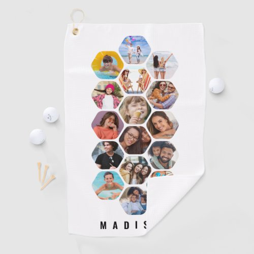 Multi Photo Collage Simple Modern Personalized Golf Towel