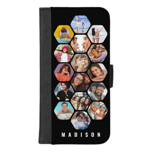 Multi Photo Collage Simple Modern Personalized iPhone 87 Plus Wallet Case