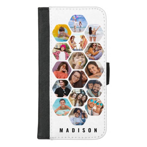 Multi Photo Collage Simple Modern Personalized iPhone 87 Plus Wallet Case