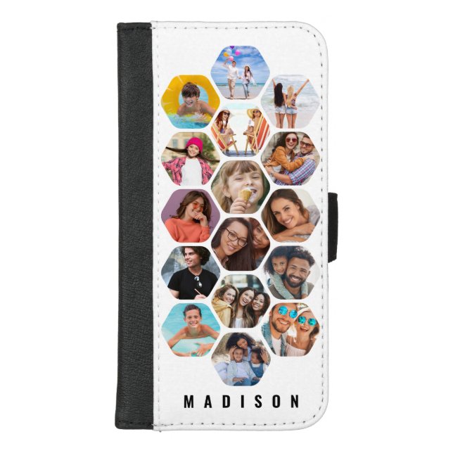 Multi Photo Collage Simple Modern Personalized iPhone Wallet Case (Front)