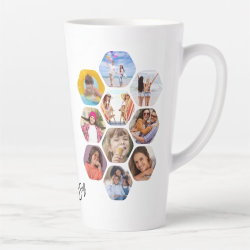 Multi Photo Collage Simple Modern Personalized Latte Mug