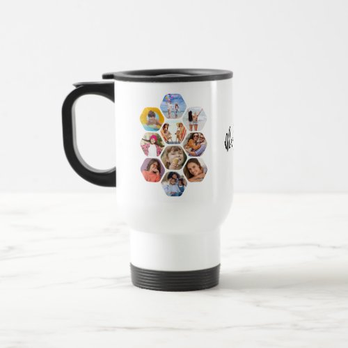 Multi Photo Collage Simple Modern Personalized Travel Mug
