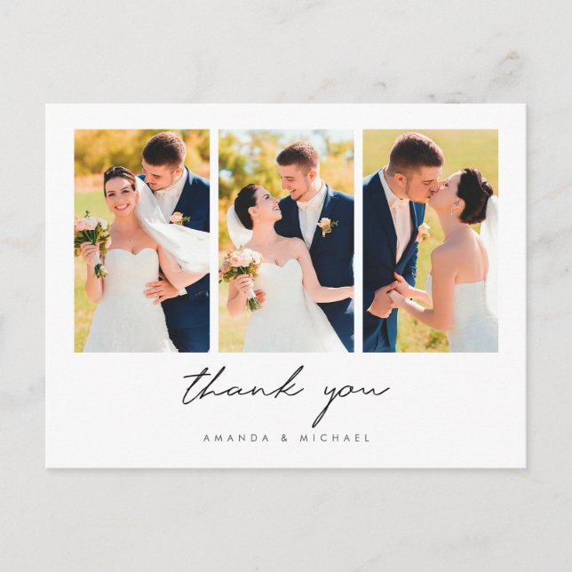 Multi Photo Collage Thank You Wedding Postcard (Front)