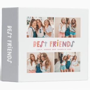 Multi photo colorful fun typography best friends 3 ring binder