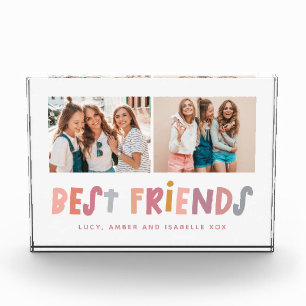 Multi photo colorful fun typography best friends block